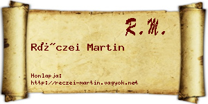 Réczei Martin névjegykártya